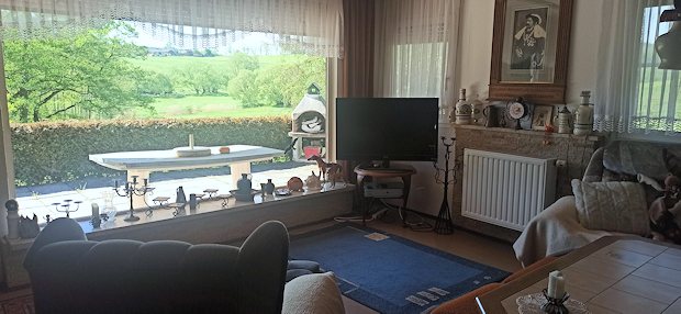 Blick zur Terrasse des Gartenhauses